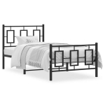 Lovos rėmas su galvūgaliu/kojūgaliu, juodas, 90x200cm, metalas
