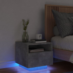 Naktinė spintelė su led lemputėmis, betono pilka, 40x39x37cm