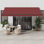 vidaXL Automatinė i&scaron;traukiama markizė su LED, bordo spalvos, 450x300cm
