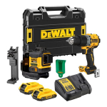 Zestaw 2 narzędzi akumulatorowych, wiertarko wkrętarka DCD800 i laser 3-wiązkowy 360&deg; DCLE34031 18V Li-Ion 2x2,0Ah DeWALT [DCK2095D2T-QW] z wiązką zieloną do 40m