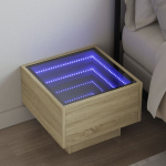 Naktinis staliukas su infinity led, ąžuolo, 40x40x30cm