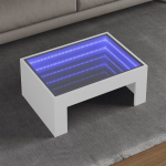 Kavos staliukas su infinity led lemputėmis, baltas, 70x50x30cm