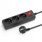 Prailginimo juosta montis 2 m 3 vnt. Ki&scaron;tukiniai lizdai juodi 20ip 16a 230v