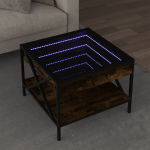 Kavos staliukas su infinity led lemputėmis, dūminis, 50x50x38cm