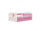 Vaiki&scaron;ka lova be čiužinio, su stalčiumi Kocot Kids BabyDreams Pink balloon, 170x40 cm, rožinė/balta