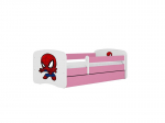 Vaiki&scaron;ka lova be čiužinio ir stalčiaus Kocot Kids BabyDreams Pink spiderman, 180x80cm, rožinė