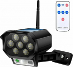 Lauko LED saulės lempa su netikra apsaugos kamera ir IR nuotolinio valdymo pultu