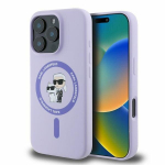 Karl Lagerfeld Silicone Karl&Choupette Heads Ring MagSafe dėklas iPhone 16 Plus telefonui &ndash; violetinis