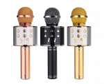 Bluetooth karaoke mikrofonas su LED ap&scaron;vietimu RAMANA, auksinis