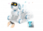 Interaktyvus &scaron;uniukas robotas su nuotolinio valdymo pultu, baltas