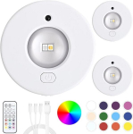 3 vnt. RGB LED įkraunami &scaron;viestuvai po spintelėmis su nuotolinio valdymo pulteliu