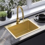 Kriauklė Rea Liam 58 Brush Gold + Mai&scaron;ytuvas virtuvės FRESH