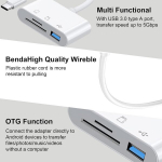 Usb c kortelių skaitytuvas, kortelių skaitytuvas sd ir micro sd kortelėms, type c kortelių skaitytuvo adapteris su usb jungtimi ir otg funkcija, suderinamas su iphone 15 serijos ipad android windows