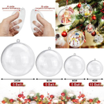 Stcrerag 25 akrilinių užpildomų kalėdinių burbulų rinkinys plastikinis su skylute eglutės burbulai atskiriami rankdarbių burbulai 4/6/8/10 cm eglutės burbulai dekoratyvinis kamuolys skaidrus