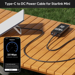 Edup Usb-c į Dc maitinimo laidas Starlink Mini, 2m, 100w