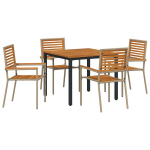 5 dalių sodo valgomasis komplektas Smėlio poli ratanas akacija,sukraunami sodo kėdės su pagalvėlėmis - 2 komplektai smėlio poli ratanas,Sodo stalas 90x90x75 cm tvirta akacijos mediena ir metalas
