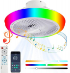 Vomi lubų ventiliatorius su ap&scaron;vietimu, Rgb ventiliatoriaus &scaron;viestuvas su bluetooth garsiakalbiu, miegamojo lempa, lubos su ventiliatoriumi, vaikų kambario lubų &scaron;viestuvas, Led reguliuojamas nuotolinio valdymo pultas / programėlė