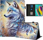 Rostsant dėklas, skirtas samsung galaxy tab s5e pu odinis dėklas magnetinis stovas samsung galaxy tab s5e piniginės plan&scaron;etinio kompiuterio apsauginis dėklas, skirtas galaxy tab s5e 10.5 colių sm-t720/sm-t725 baltas vilkas