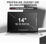 Fluflyer 14 colių ne&scaron;iojamojo kompiuterio privatumo ekrano apsauga 16:10, anti-mėlyna &scaron;viesa, anti-glare, akių apsauga, anti-reflection, ekrano filtras, privatumo filtras, suderinamas su hp/dell/acer/lenovo/thinkpad/asus