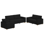 3 dalių sofa su pagalvėlėmis juoda medžiaga