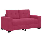 3 dalių sofa su pagalvėlėmis raudoname aksome