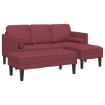2 vnt Sofa komplektas su pagalvėlėmis burgundijos raudono audinio