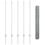 Tvoros stulpai 10 vnt U-kanalo 120 cm cinkuoto plieno,Heksagoninė tvora 1.2x10 m cinkuoto plieno