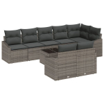 8 dalių sodų sofa komplektas su užvalkalais Juoda Poli ratanas