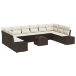 10 dalių sodo sofa komplektas su pagalvėlėmis, pilkas poli ratanas