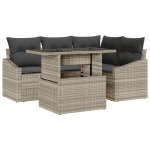 5 dalių Sodo Sofa Rinkinys Su Pagalvėmis &Scaron;viesiai Pilkos Poli Ratanas