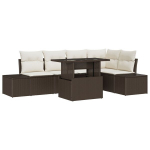 6 dalių sodo sofa rinkinys su pagalvėlėmis ruda poli ratanas