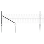 &Scaron;e&scaron;iakampė tvora Pilka 0.4x100 m Plienas,Tvorų stulpai su smeigėmis 13 vnt &Oslash;32 mm 60 cm Cinkuotas plienas