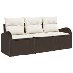 3 dalių Sodo Sofa Komplektas Su Pagalvėlėmis Ruda Poli Ratanas,2 vietų Sodo Sofa Su Saugojimo Ir Pagalvėlėmis Ruda Poli Ratanas