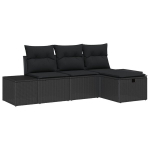 4 dalių sodo sofa rinkinys su pagalvėlėmis juodo poli ratanas