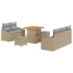 8 dalių sodo sofa komplektas su pagalvėmis smėlio poli ratanas akacija,2 vietų sodo sofa su pagalvėmis smėlio poli ratanas,3 dalių sodo valgomojo rinkinys su pagalvėmis smėlio poli ratanas akacija