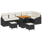 9 dalių sodo sofa rinkinys su pagalvėlėmis Juodas Poliratanas Akacija,2 vietų sodo sofa su pagalvėlėmis Juodas Poliratanas,3 dalių sodo valgomojo rinkinys su pagalvėlėmis Juodas Poliratanas Akacija