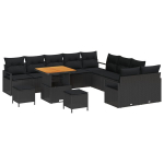 13 dalių sodo sofa su pagalvėmis Juoda Poli ratanas Akacija