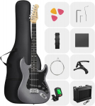 Donner Dst-80 elektrinė gitara, 39 colių elektrinės gitaros rinkinys pradedantiesiems su stiprintuvu, klasikinis Sss garso nuėmėjas, su dėklu, derintuvu, kapodasteriu, dirželiu, plektrais ir nemokamomis pamokomis internetu
