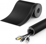 Deleycon kabelių kanalas su velcro užsegimu, 35 mm skersmens, kabelių valdymas, kabelių latakas, kabelių apsauga, mink&scaron;tas mikropluo&scaron;to nailono audinys, kabelių apvalkalas, namų ūkiui, biurui, juodas