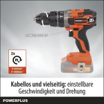 Power plus dual power powdp15200-3 in 1 akumuliatorinis perforatorius: (smūginis) gręžimas ir sukimas, 20 v gręžtuvas, 50 nm, kairės de&scaron;inės pusės jungiklis varžtams, be akumuliatoriaus arba įkroviklio