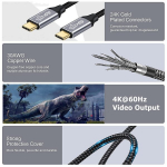 Usb-c į usb-c 3.1 gen2 kabelis, 10 gbps duomenų perdavimas, 100 w 20 v/5 a, 1 m, usb type-c pd greito įkrovimo kabelis, 4k vaizdo i&scaron;vestis, suderinamas su thunderbolt 3, macbook pro, galaxy s21, i&scaron;manusis telefonas