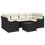 7 dalių sodo sofa rinkinys su pagalvėlėmis juodos poli ratanas,2 vietų sodo sofa su pagalvėlėmis juodos poli ratanas