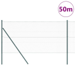 Hexagon Fence Pilka 1x50 m Plienas,Tvorelių Stulpai 13 vnt Žalia &Oslash;32 mm 150 cm Cinkuotas Plienas