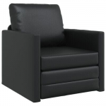 grindų sofa-lova 2-in-1 juoda 74x77x81 cm dirbtinė oda