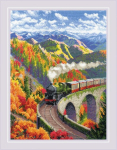 Riolis kryželiu siuvinėjimo rinkinys Autumn Express, skaičiuojamas ra&scaron;tas, 30 x 40 cm