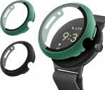 Mugust 2 vnt. kietas pc dėklas, skirtas google pixel watch 3/2/1 41 mm dėklui su ekrano apsauga, labai jautrus lengvas apsauginis dėklas nuo kritimo (juodas + tamsiai žalias)