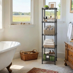 Vonia lentyna, SONGMICS LGR23BK, 30 x 30 x 123,5 cm, Juoda, Vannitoa riiul, SONGMICS LGR23BK, 30 x 30 x 123.5 cm, Must