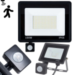Halogeninis LED prožektorius, 100 W, 6000 K, su jutikliu nuo sutemų iki au&scaron;ros, IP66