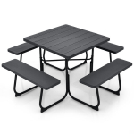 Pikniko stalas, 170x170x76 cm, juodas, Piknikulaud, 67x67x30 cm, Must