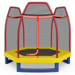 Tramplynas, 7 pėdų vaikų laisvalaikio &scaron;okinėjimo prietaisas, 223x223x186 cm, Rožinis